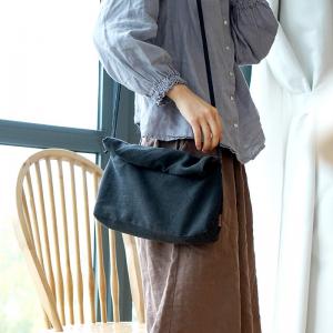 Long Straps Linen Cross Bag Solid Color Handmade Bag