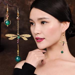 Vintage Dragonfly Long Earrings