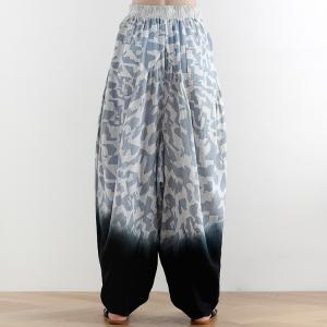 Light Blue Camouflage Elephant Pants Linen Tie-Dye Thai Pants