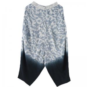 Light Blue Camouflage Elephant Pants Linen Tie-Dye Thai Pants