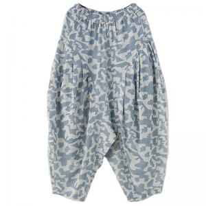 Loose-Fitting Camouflage Harem Pants Linen Drop Crotch Pants