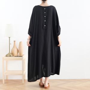 Asymmetrical Plus Size Draped Dress Cotton Caftan Dress