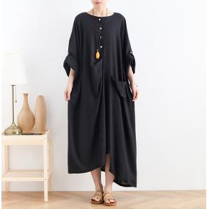 Asymmetrical Plus Size Draped Dress Cotton Caftan Dress