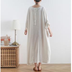 Asymmetrical Plus Size Draped Dress Cotton Caftan Dress