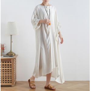 Asymmetrical Plus Size Draped Dress Cotton Caftan Dress