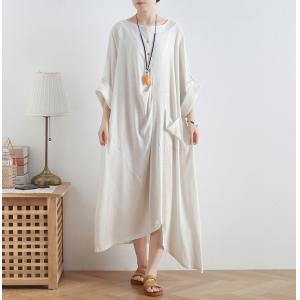 Asymmetrical Plus Size Draped Dress Cotton Caftan Dress