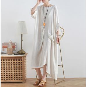 Asymmetrical Plus Size Draped Dress Cotton Caftan Dress