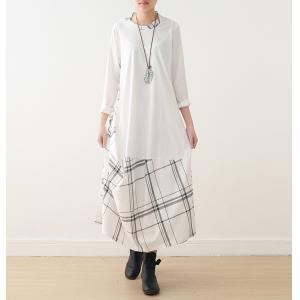 Long Sleeve Gingham Dress Loose Chiffon Designer Dress