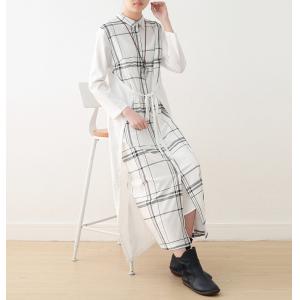 Loose-Fitting Checkered Dress Spring Wrap Dress