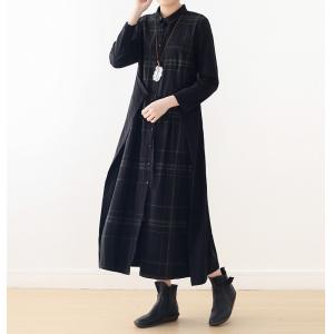 Loose-Fitting Checkered Dress Spring Wrap Dress