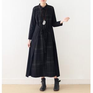 Loose-Fitting Checkered Dress Spring Wrap Dress