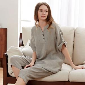 Comfy Loose Linen Loungewear Sets Summer Pajamas Sets for Women