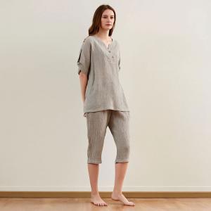 Comfy Loose Linen Loungewear Sets Summer Pajamas Sets for Women
