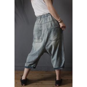 Colored Patchwork Baggy Drawstring Jeans Button Down Harem Jeans