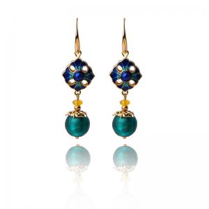 Chinese Style Vintage Colored Glaze Designer Earrings