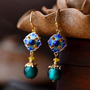 Chinese Style Vintage Colored Glaze Designer Earrings