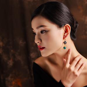 Chinese Style Vintage Colored Glaze Designer Earrings
