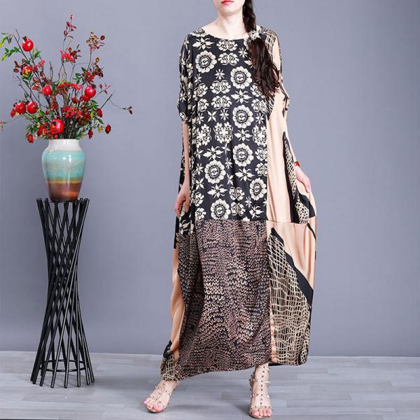 Ethnic Pattern Bat Sleeve Large Caftan Designer Moroccan Dress