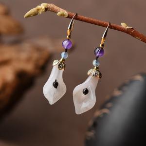Rose Quartz Chinese Ethnic Earrings Callalily Personalized Jewelry
