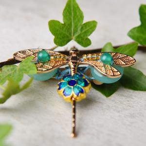 Original Design Metallic Dragonfly Brooch Cloisonne Ethnic Jewelry