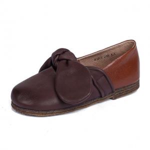 Round Toe Bowknot Comfy Slip on Sheep Skin Ballerina Flats