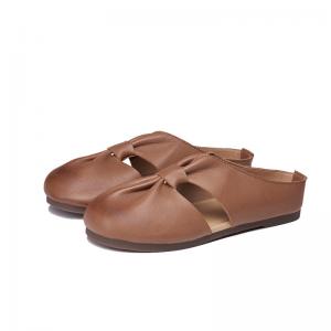 Hollow Out Leather Summer Flats Comfy Soft Mommy Slip On