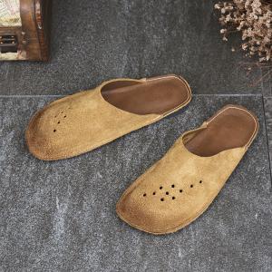 Genuine Leather Slip-On Flats Boho Chic Ladies Slippers