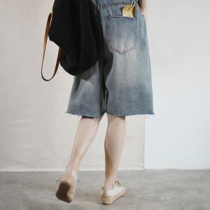 Raw Hem Wide Leg Shorts Korean Ripped Jorts for Women