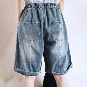 Summer Fashion Wide Leg Jorts Womens Ripped Denim Shorts