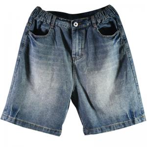 Dark Blue Wide Leg Jean Shorts Half Length Jorts for Women