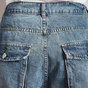 Dark Blue Wide Leg Jean Shorts Half Length Jorts for Women