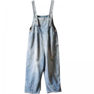 Street Style Plus Size Overalls Womens Ripped Dungarees