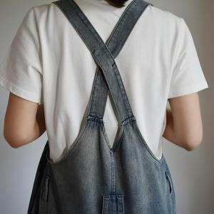 Casual Style Button Down Baggy Overalls Korean Cuffed Dungarees