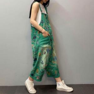 Straight Pockets Ditsy Floral Overalls Baggy Jean Dungarees