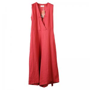 V-Neck Sleeveless Jumpsuits Linen Belted Wide Leg Jumpsuits