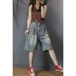 Half Length Wide Leg Denim Shorts High Rise Korean Jorts