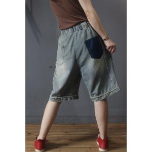 Half Length Wide Leg Denim Shorts High Rise Korean Jorts