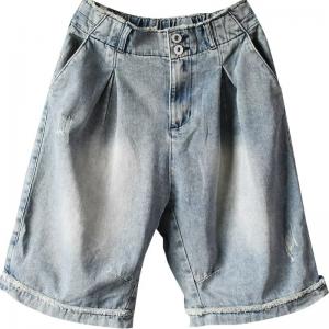 Half Length Wide Leg Denim Shorts High Rise Korean Jorts