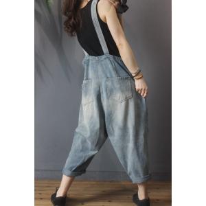 Flap Pockets Womens Denim Dungarees Backless 90s Overalls