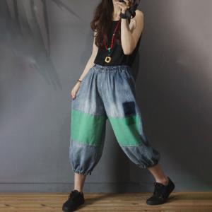 Contrast Color Balloon Jeans Hip Pockets Relax Jeans