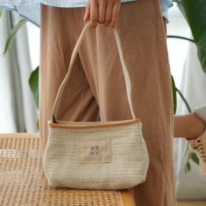 Casual Style Patchwork Jute Bag Small Cross Bag for Women