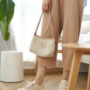 Casual Style Patchwork Jute Bag Small Cross Bag for Women