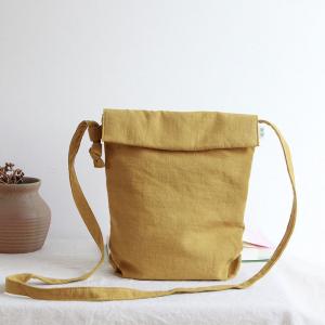 Solid Color Cotton Linen Bucket Bag