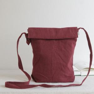 Solid Color Cotton Linen Bucket Bag