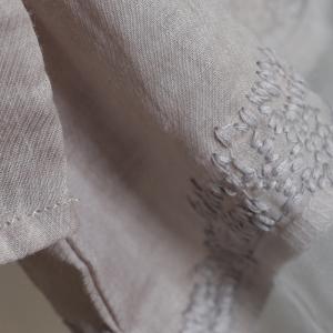 Silk Splicing Embroidered Shirt Ramie Sheer Blouse
