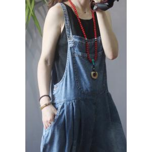 Patch Pockets Fluffy Dungarees Relax-Fit Bloomer Overalls