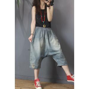 Summer Fashion Ripped Jeans Womenas Cropped Harem Pants