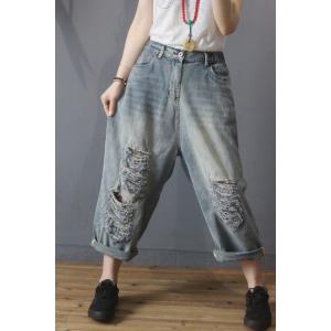 Light Wash Ripped Jeans Baggy Wide Leg Jeans for Women