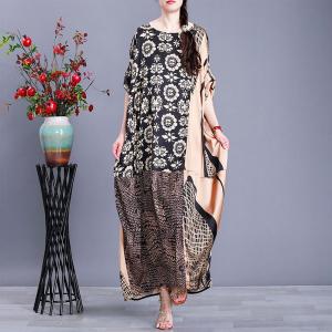 Ethnic Pattern Bat Sleeve Large Caftan Designer Moroccan Dress