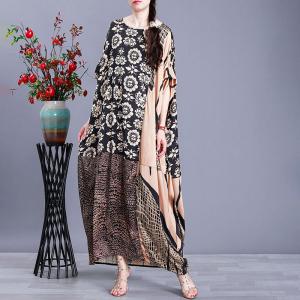 Ethnic Pattern Bat Sleeve Large Caftan Designer Moroccan Dress